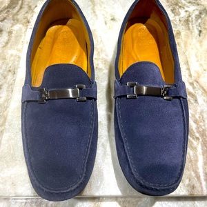 Vince Camuto mens size 11 navy blue suede leather driver loafers “MINT”
